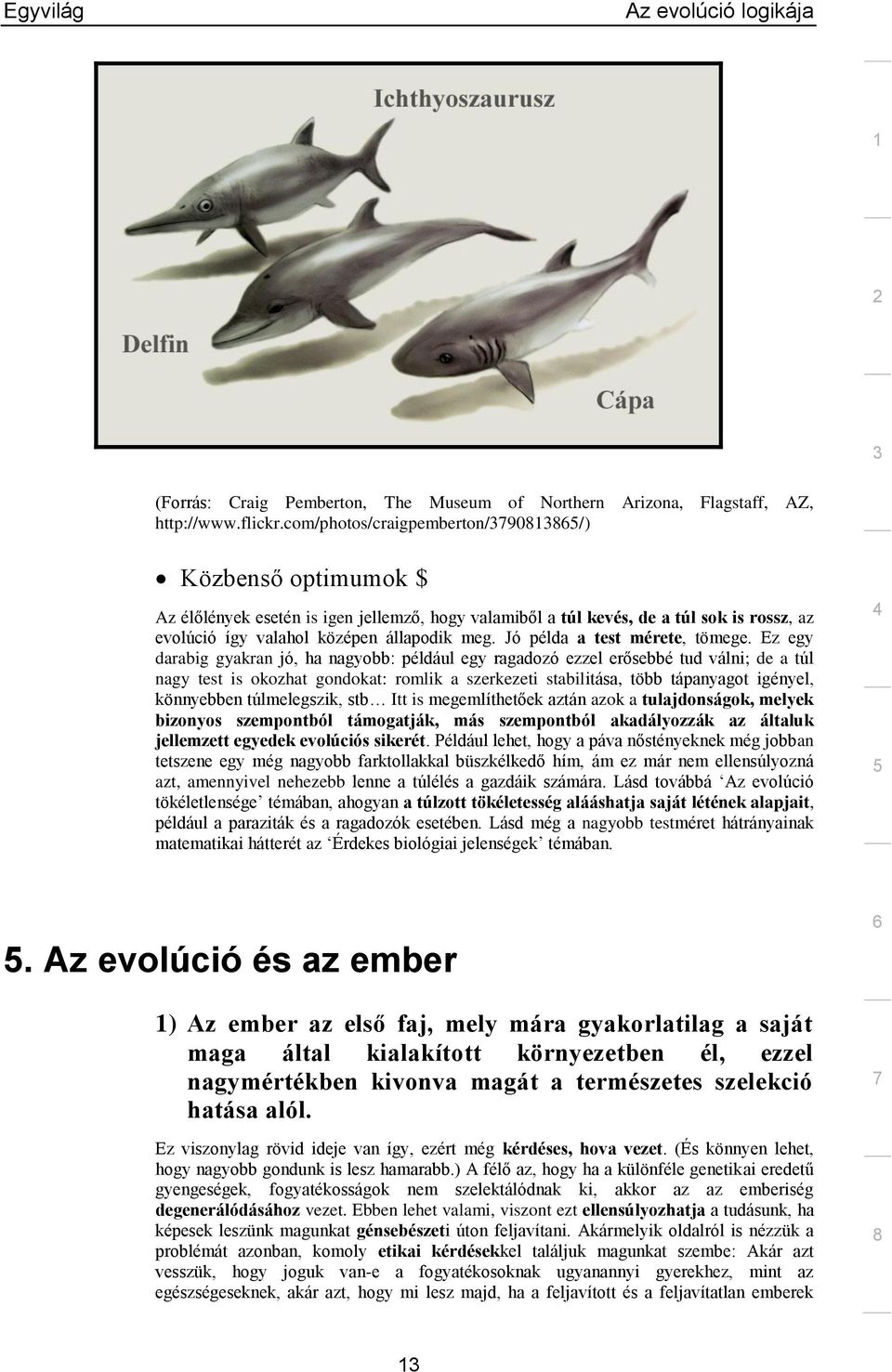 Jó példa a test mérete, tömege.