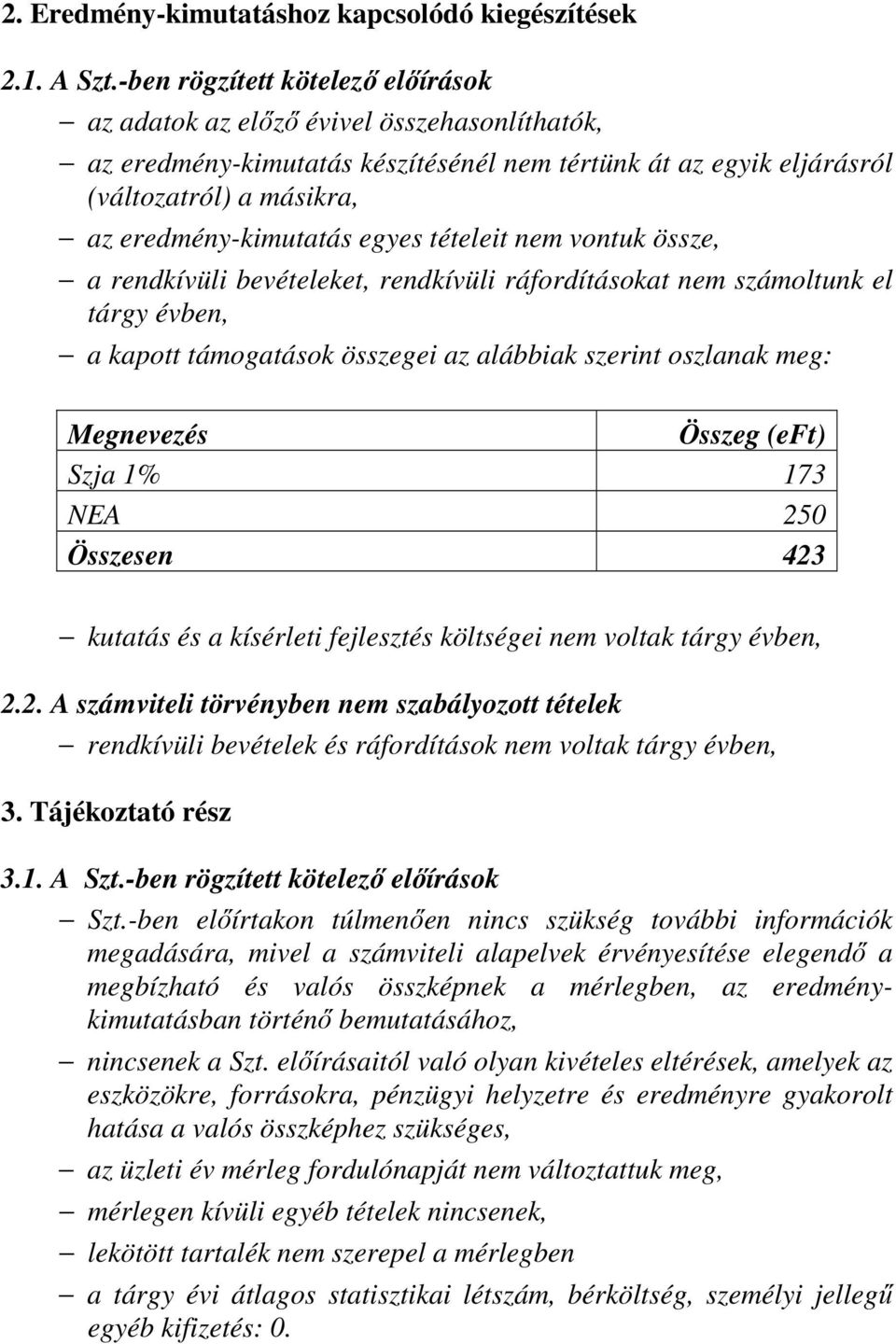 egyes tételeit nem vontuk össze, a rendkívüli bevételeket, rendkívüli ráfordításokat nem számoltunk el tárgy évben, a kapott támogatások összegei az alábbiak szerint oszlanak meg: Megnevezés Összeg