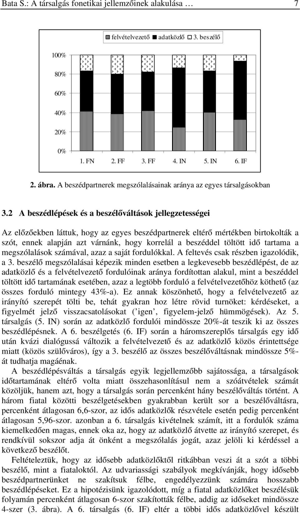 2 A beszédlépések és a beszélőváltások jellegzetességei Az előzőekben láttuk, hogy az egyes beszédpartnerek eltérő mértékben birtokolták a szót, ennek alapján azt várnánk, hogy korrelál a beszéddel