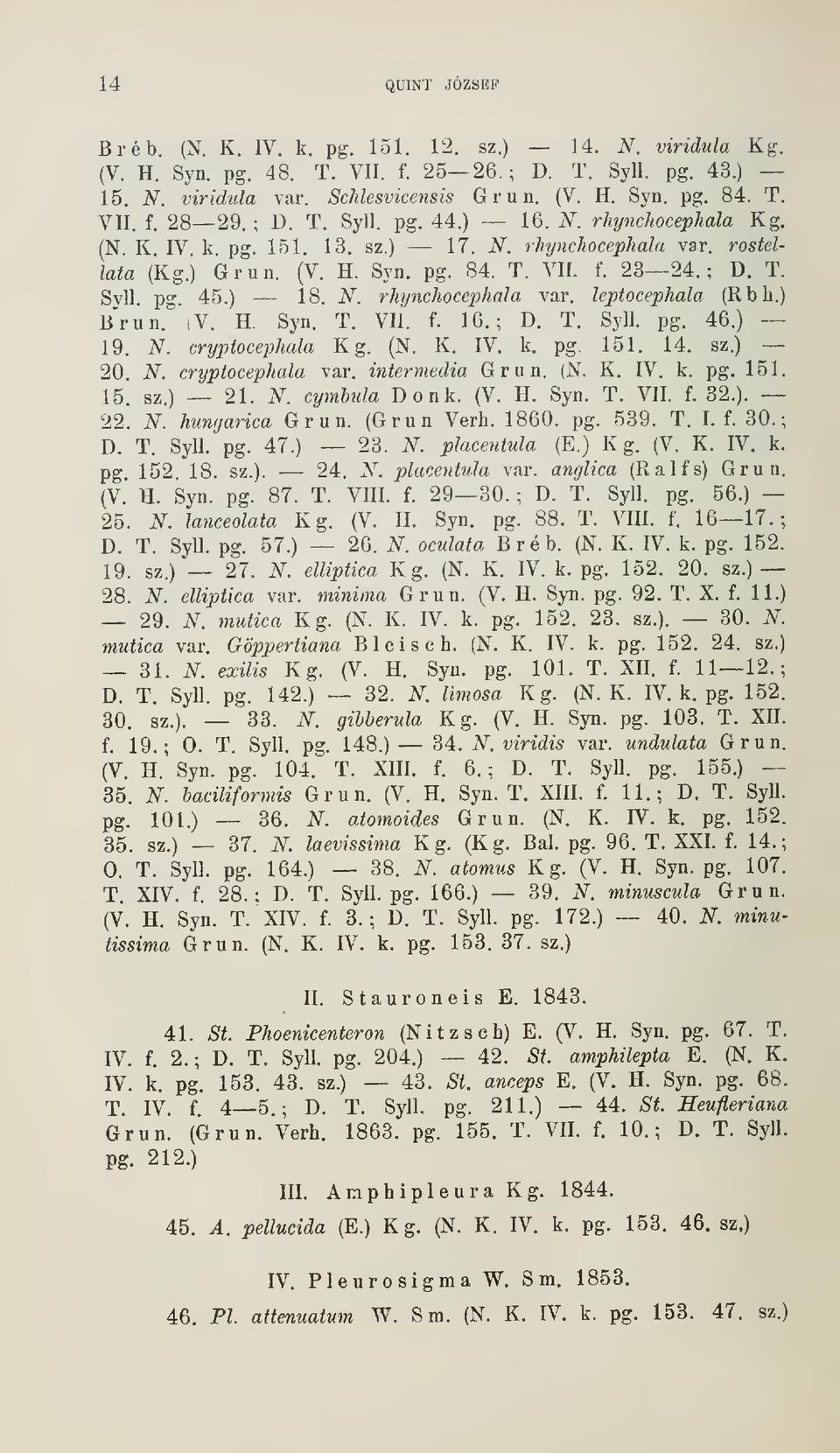 ) Brun." (V. H. Syn. T. VII. f. 16.; D. T. Syll. pg. 46.) 19. N. cryptocephala Kg. (N. K. IV. k. pg. 151. 14. sz.) 20. N. cryptocephala var. intermedia Gr un. (N. K. IV. k. pg. 151. 15. sz.) 21. N. cymbula Dónk.