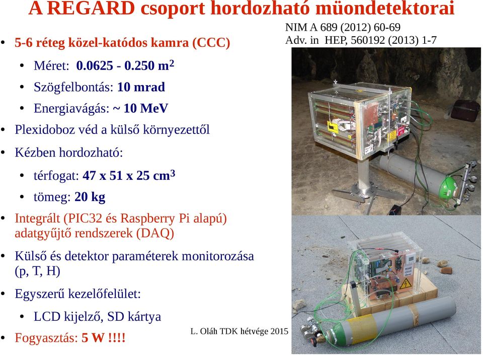 x 51 x 25 cm3 tömeg: 20 kg Integrált (PIC32 és Raspberry Pi alapú) adatgyűjtő rendszerek (DAQ) Külső és detektor