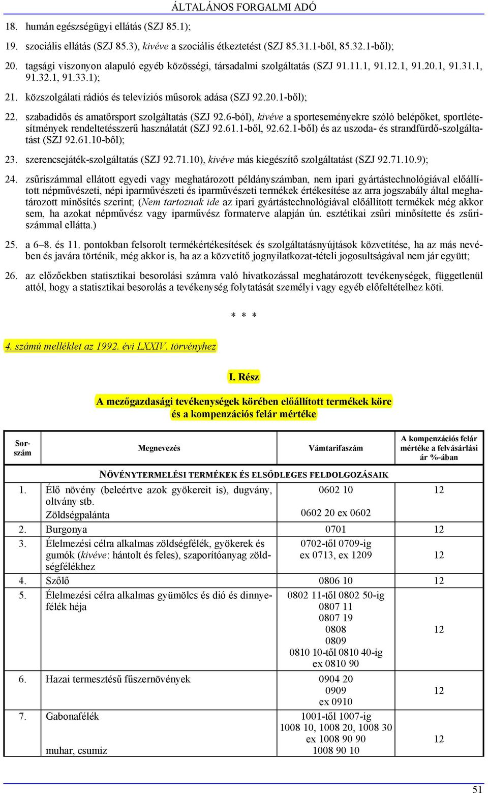 szabadidős és amatőrsport szolgáltatás (SZJ 92.6-ból), kivéve a sporteseményekre szóló belépőket, sportlétesítmények rendeltetésszerű használatát (SZJ 92.61.1-ből, 92.62.