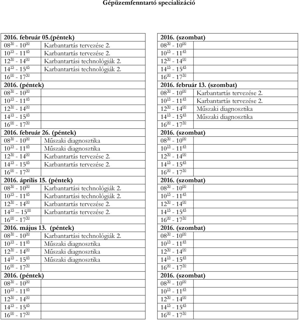 Karbantartás tervezése 2. Műszaki diagnosztika Műszaki diagnosztika 2016. február 26. (péntek) 2016.