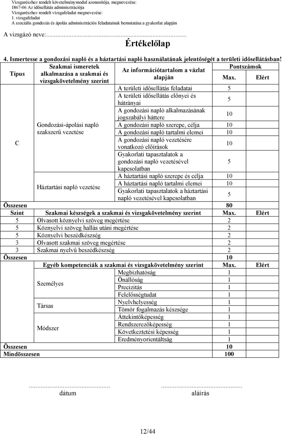 hátrányai A gondozási napló alkalmazásának jogszabályi háttere Gondozási-ápolási napló A gondozási napló szerepe, célja szakszerű vezetése A gondozási napló tartalmi elemei C A gondozási napló