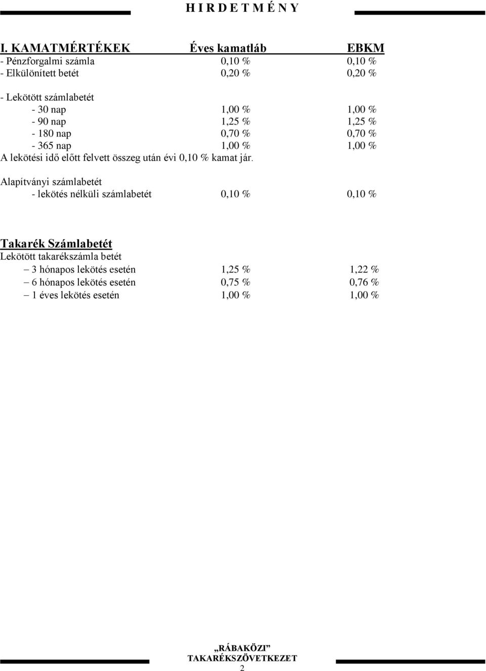 után évi 0,10 % kamat jár.