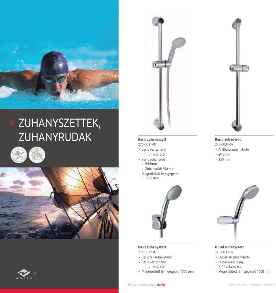 zuhanyszett 275-0032-07 Basic fali zuhanytartó Basic kézizuhany 1 funkció: Eső Megerősített fém gégecső 1500 mm Ducal zuhanyszett 275-0033-07