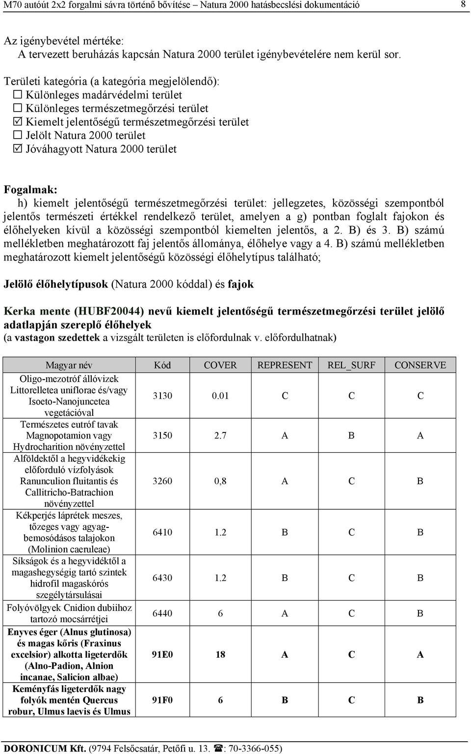 Jóváhagyott Natura 2000 terület Fogalmak: h) kiemelt jelentőségű természetmegőrzési terület: jellegzetes, közösségi szempontból jelentős természeti értékkel rendelkező terület, amelyen a g) pontban