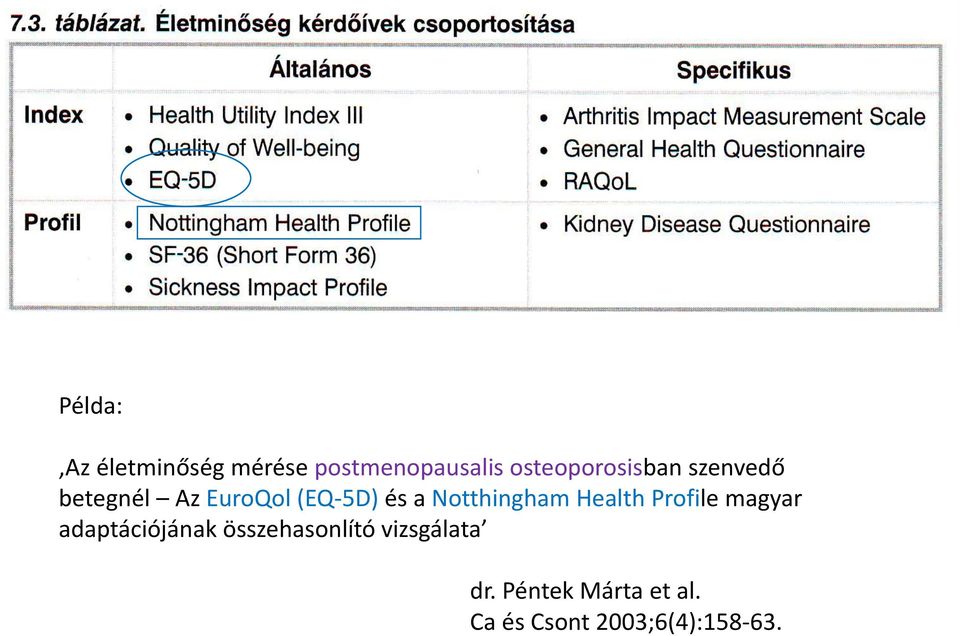 Notthingham Health Profile magyar adaptációjának