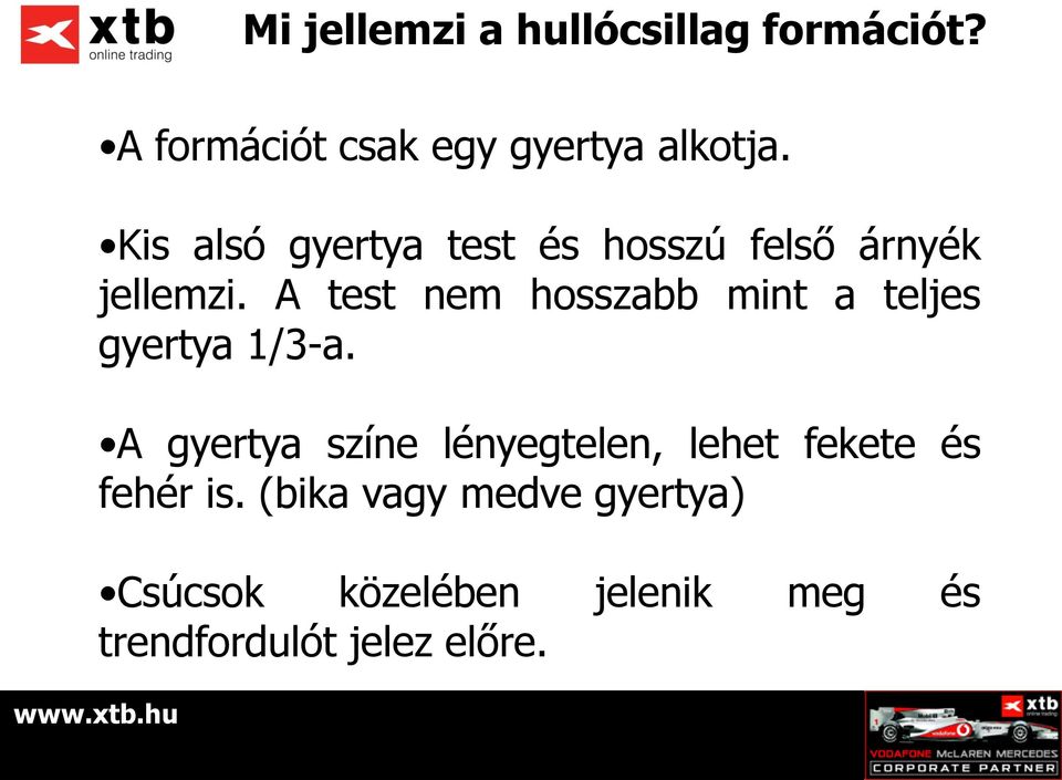 A test nem hosszabb mint a teljes gyertya 1/3-a.