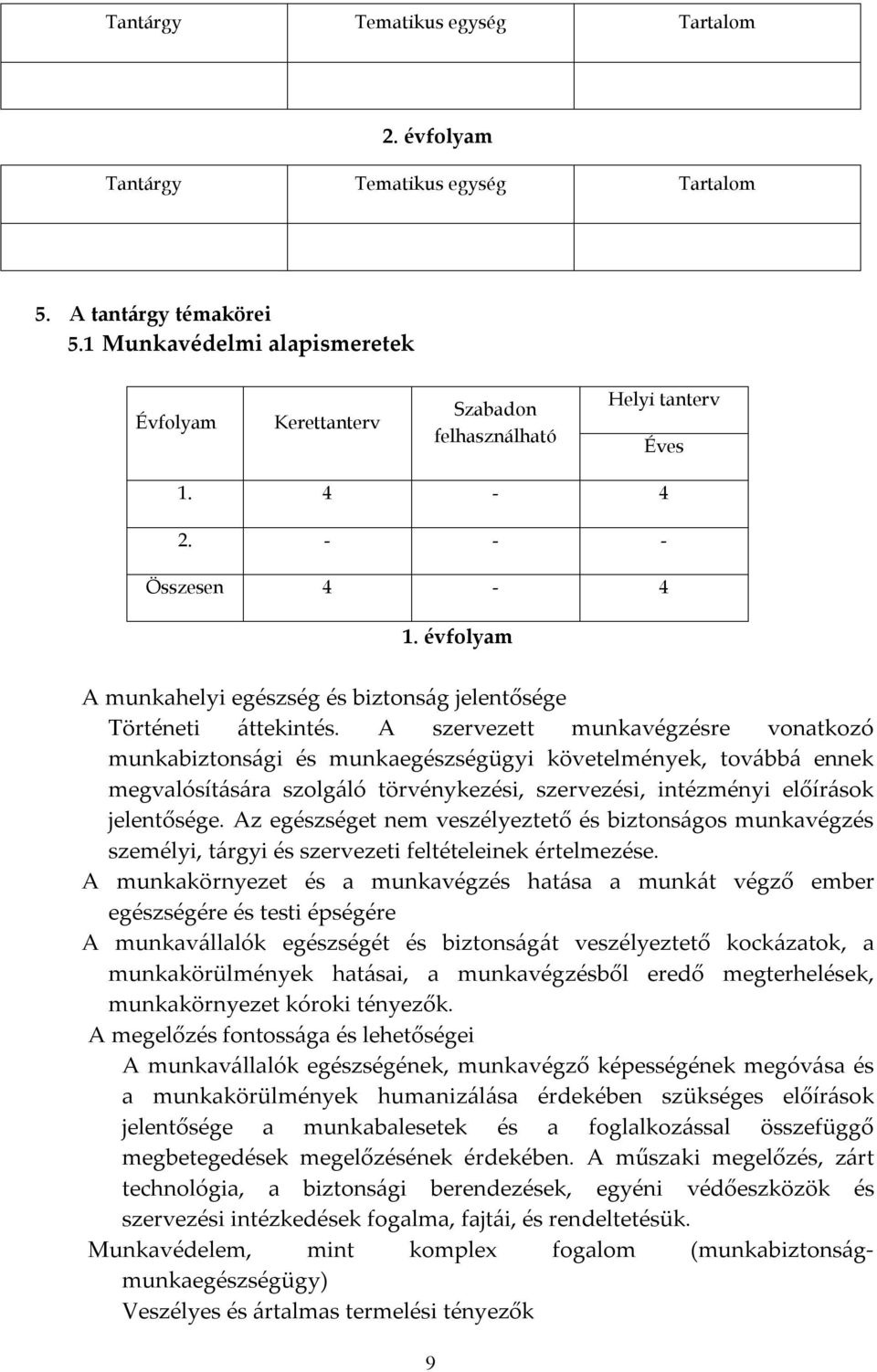 A szervezett munkavégzésre vonatkozó munkabiztonsági és munkaegészségügyi követelmények, továbbá ennek megvalósítására szolgáló törvénykezési, szervezési, intézményi előírások jelentősége.