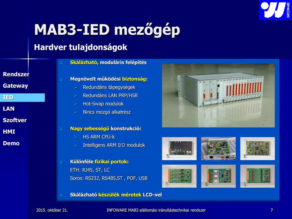 Nagy sebességű konstrukció: HS ARM CPU-k Intelligens ARM I/O modulok Különféle fizikai