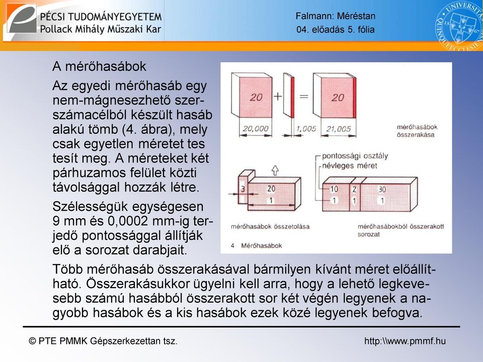 Szélességük egységesen 9 mm és 0,0002 mm-ig terjedő pontossággal állítják elő a sorozat darabjait.