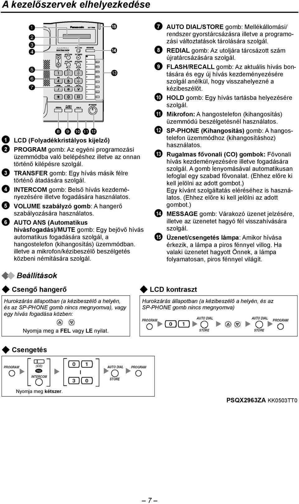 9 FLASH/RECALL gomb: Az aktuális hívás bontására és egy új hívás kezdeményezésére szolgál anélkül, hogy visszahelyezné a kézibeszélőt. 10 HOLD gomb: Egy hívás tartásba helyezésére szolgál.