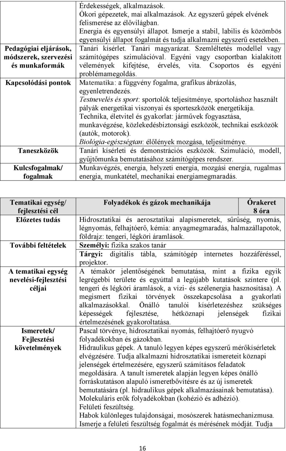 Tanári kísérlet. Tanári magyarázat. Szemléltetés modellel vagy számítógépes szimulációval. Egyéni vagy csoportban kialakított vélemények kifejtése, érvelés, vita. Csoportos és egyéni problémamegoldás.