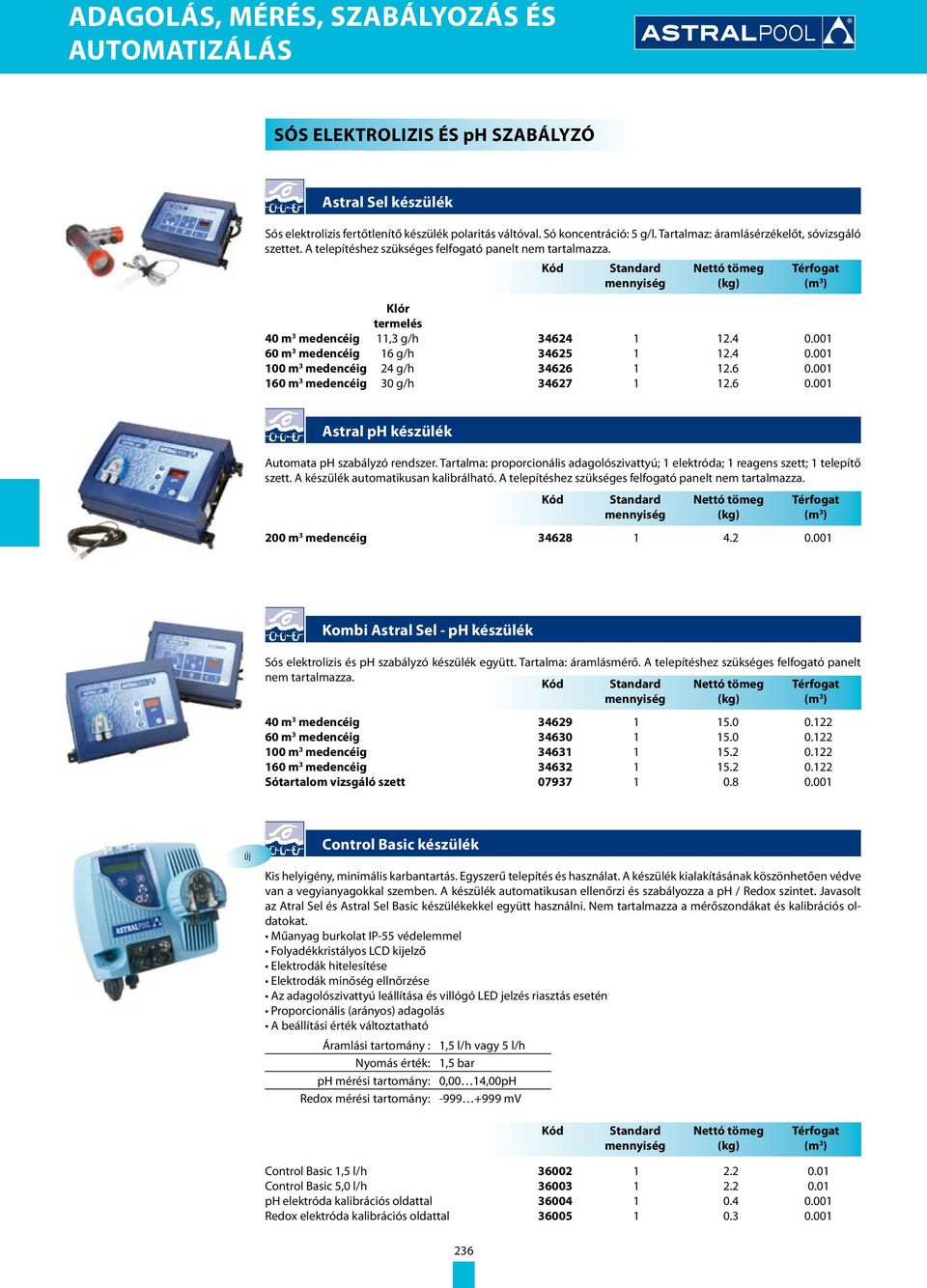 6 0.001 160 m 3 medencéig 30 g/h 34627 1 12.6 0.001 Astral ph készülék Automata ph szabályzó rendszer. Tartalma: proporcionális adagolószivattyú; 1 elektróda; 1 reagens szett; 1 telepítő szett.