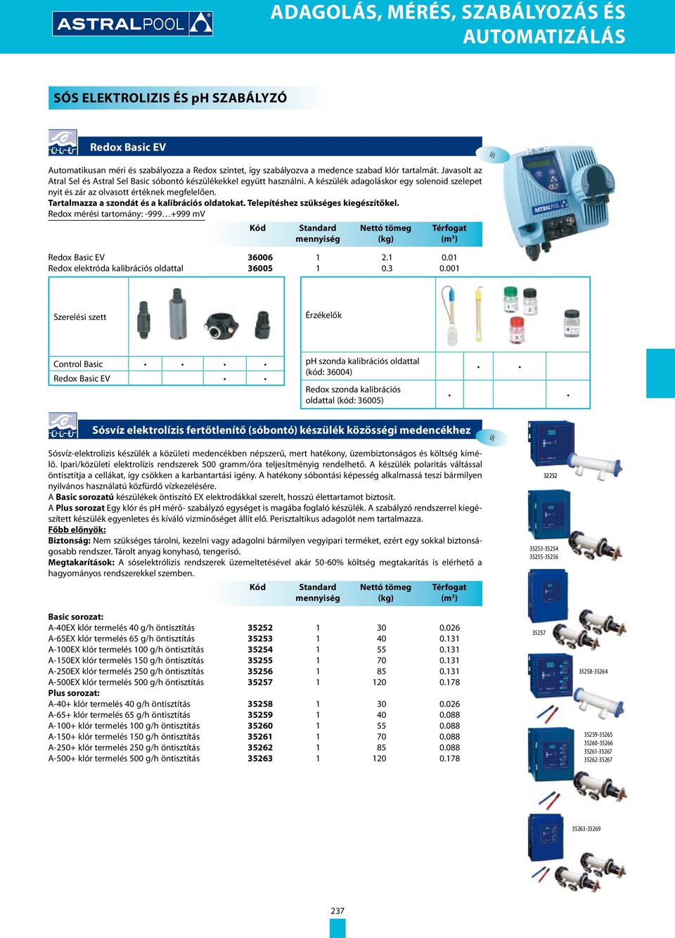 Tartalmazza a szondát és a kalibrációs oldatokat. Telepítéshez szükséges kiegészítőkel. Redox mérési tartomány: -999 +999 mv Redox Basic EV 36006 1 2.1 0.