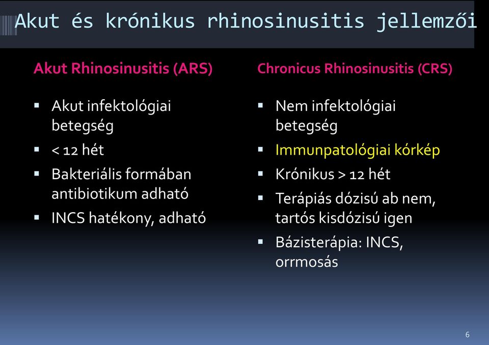 hatékony, adható Chronicus Rhinosinusitis (CRS) Nem infektológiai betegség