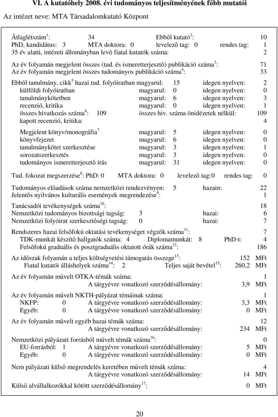 év alatti, intézeti állományban levı fiatal kutatók száma: 2 Az év folyamán megjelent összes (tud.