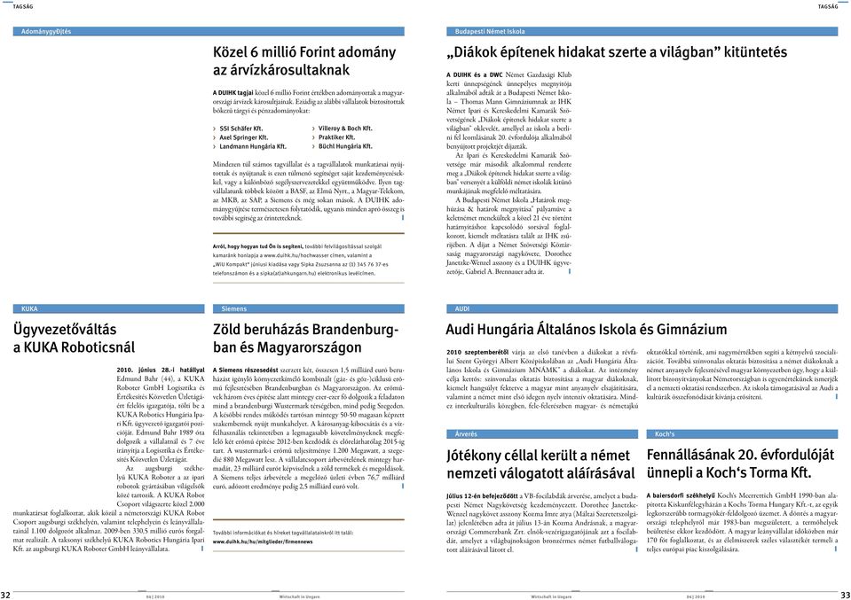 Mindezen túl számos tagvállalat és a tagvállalatok munkatársai nyújtottak és nyújtanak is ezen túlmenő segítséget saját kezdeményezésekkel, vagy a különböző segélyszervezetekkel együttműködve.