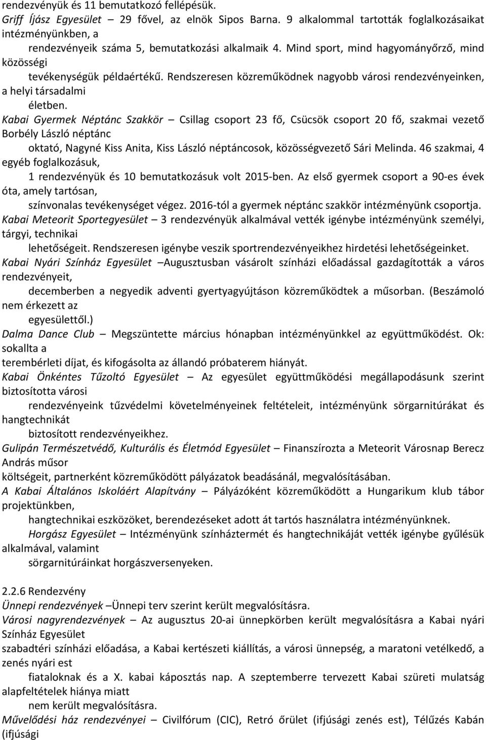 Rendszeresen közreműködnek nagyobb városi rendezvényeinken, a helyi társadalmi életben.