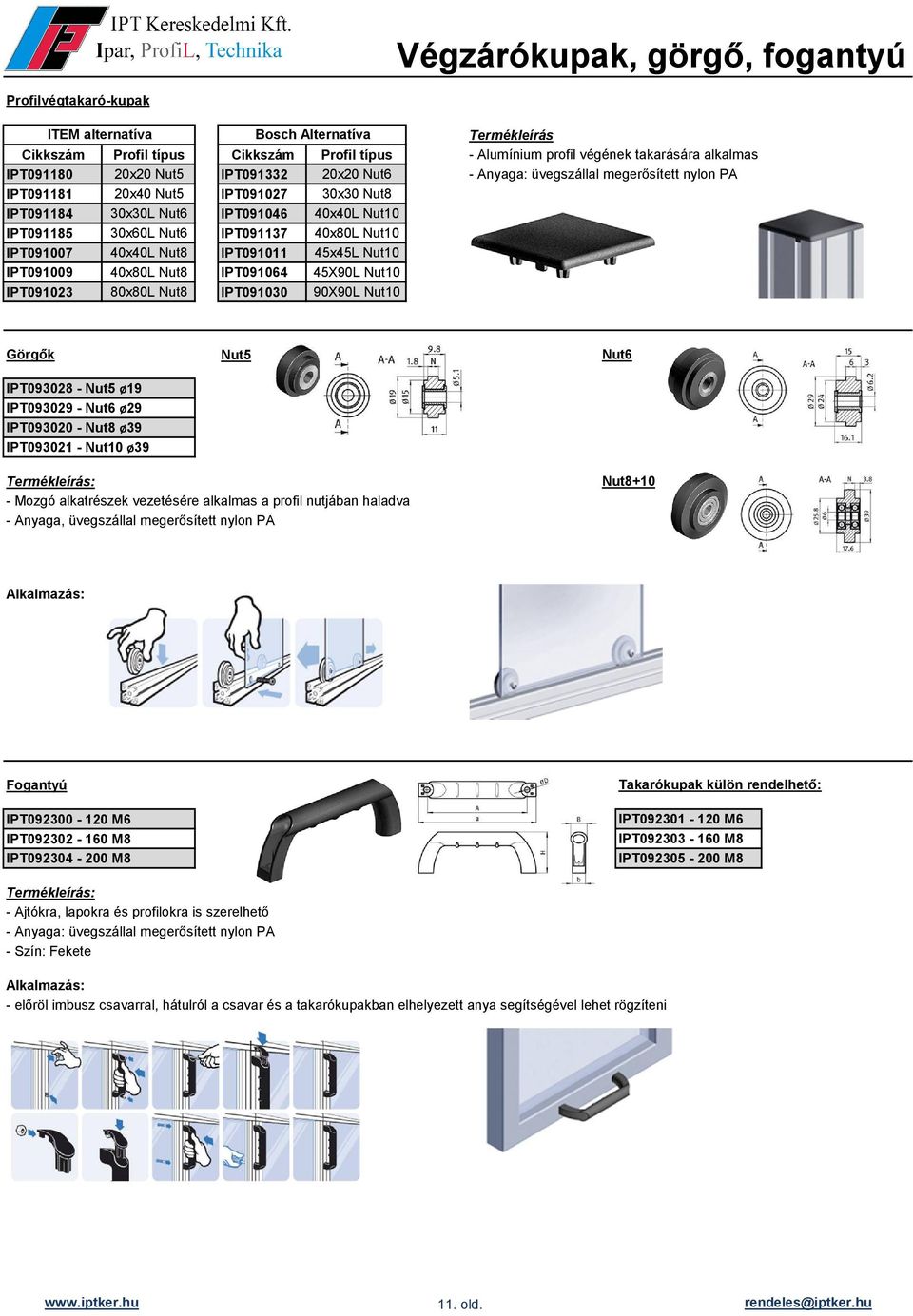 IPT091137 40x80L Nut10 IPT091007 40x40L Nut8 IPT091011 45x45L Nut10 IPT091009 40x80L Nut8 IPT091064 45X90L Nut10 IPT091023 80x80L Nut8 IPT091030 90X90L Nut10 Görgők Nut5 Nut6 IPT093028 - Nut5 ø19