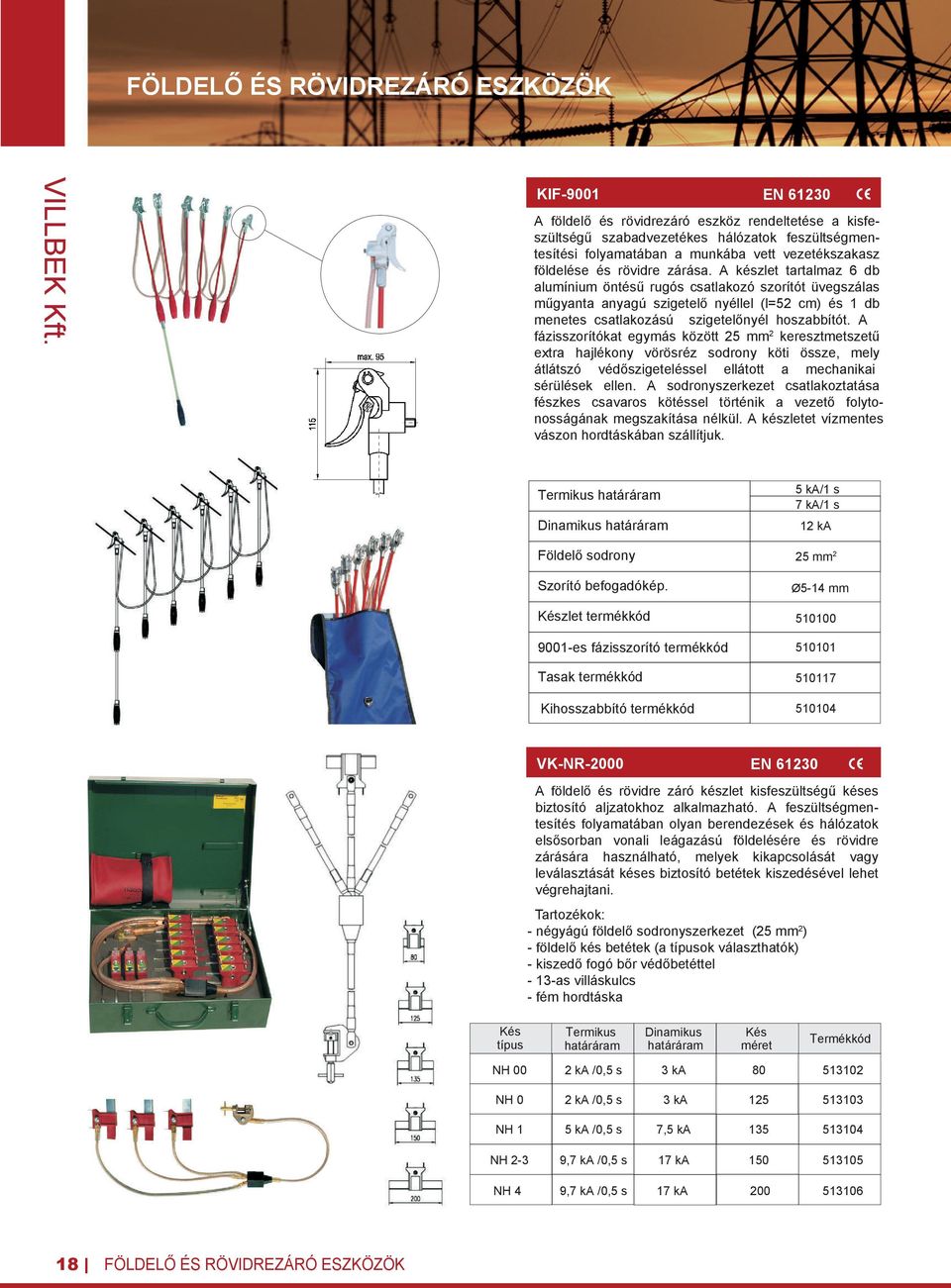 A készlet tartalmaz 6 db alumínium öntésű rugós csatlakozó szorítót üvegszálas műgyanta anyagú szigetelő nyéllel (l=52 cm) és 1 db menetes csatlakozású szigetelőnyél hoszabbítót.