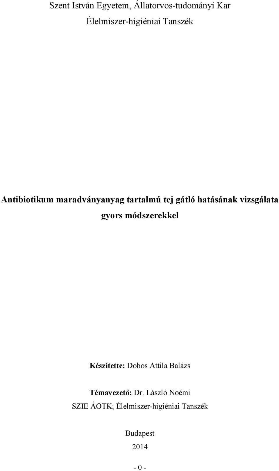 Szent István Egyetem, Állatorvos-tudományi Kar Élelmiszer-higiéniai Tanszék  - PDF Ingyenes letöltés