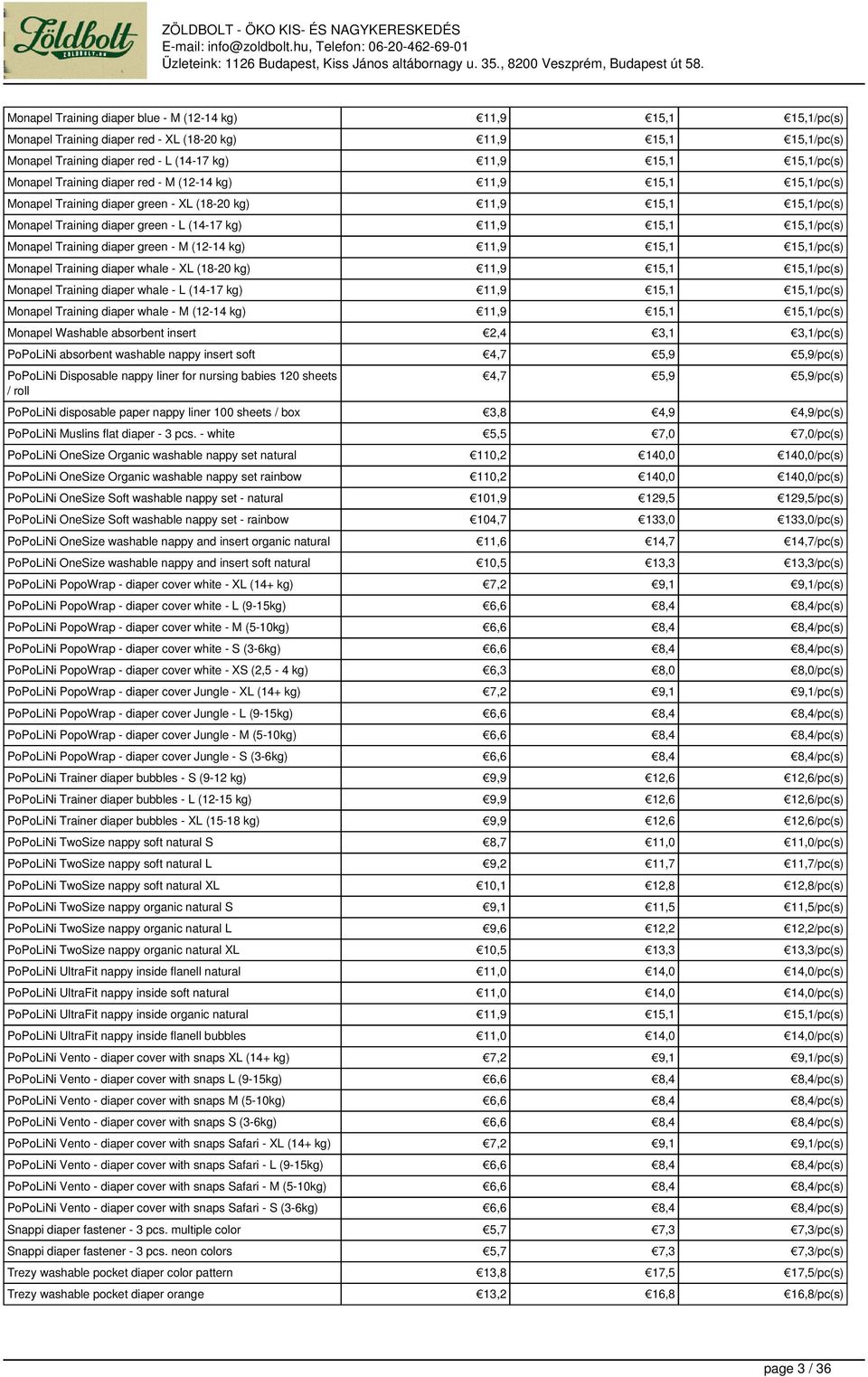 Zöldbolt.hu árlista - PDF Ingyenes letöltés