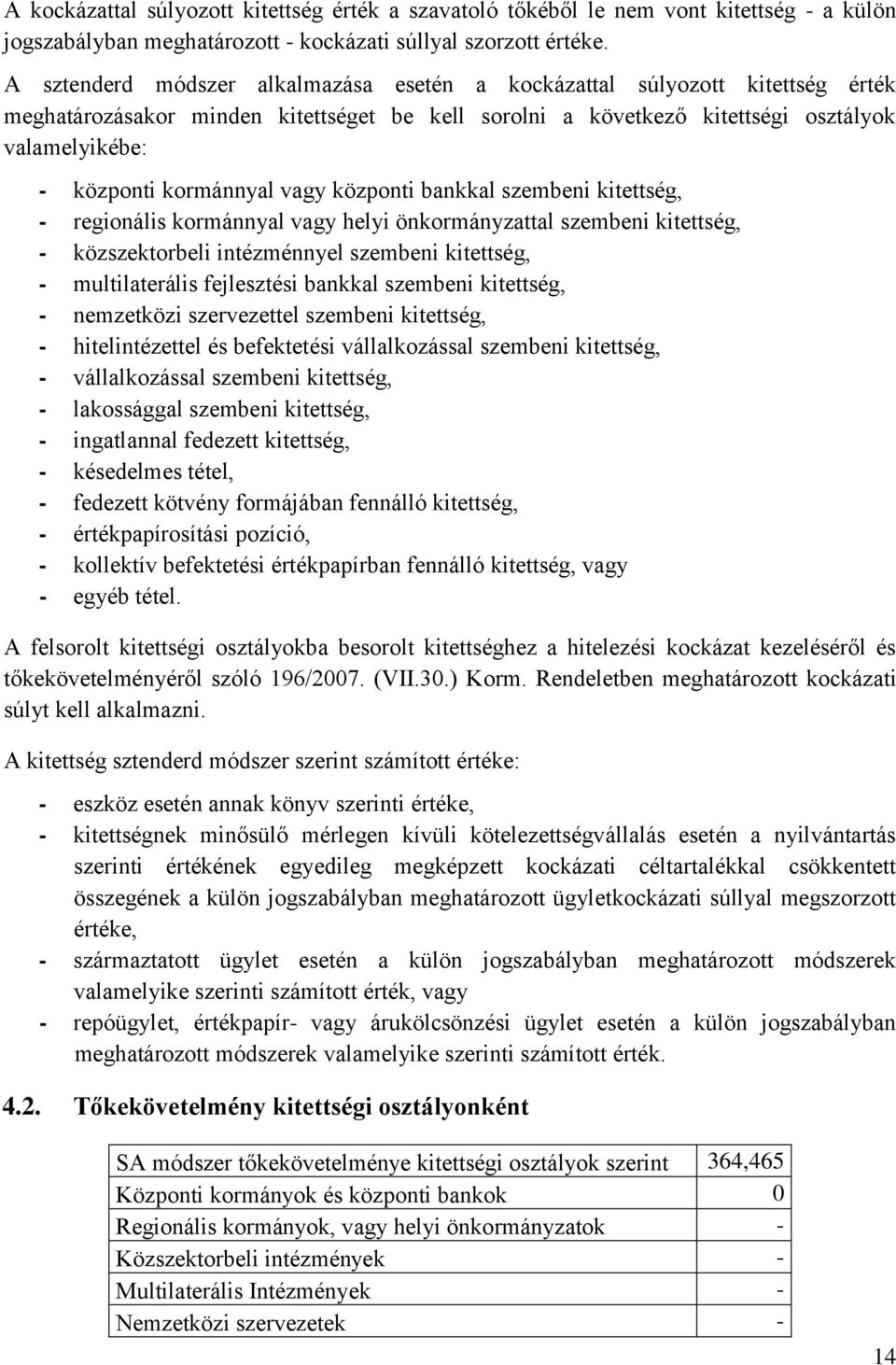 kormánnyal vagy központi bankkal szembeni kitettség, - regionális kormánnyal vagy helyi önkormányzattal szembeni kitettség, - közszektorbeli intézménnyel szembeni kitettség, - multilaterális