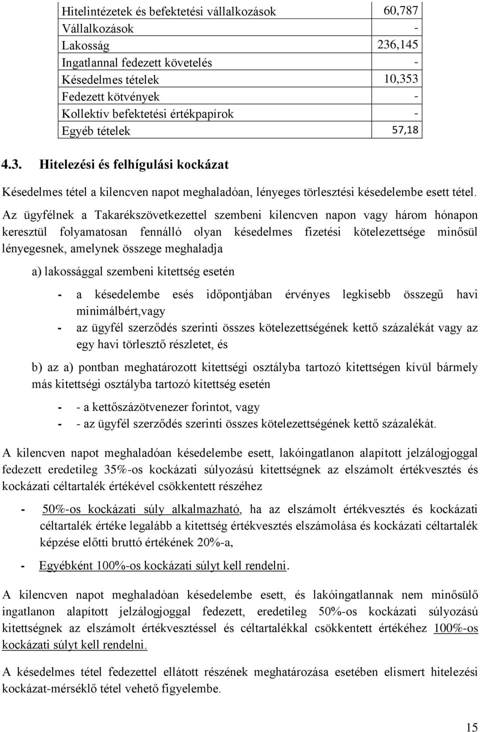 Az ügyfélnek a Takarékszövetkezettel szembeni kilencven napon vagy három hónapon keresztül folyamatosan fennálló olyan késedelmes fizetési kötelezettsége minősül lényegesnek, amelynek összege