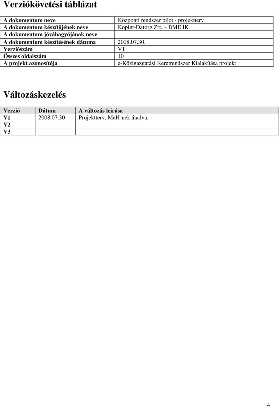 BME IK A dokumentum jóváhagyójának neve A dokumentum készítésének dátuma 2008.07.30.