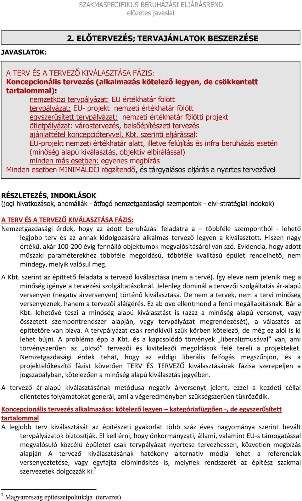 tervpályázat: EU értékhatár fölött tervpályázat: EU- projekt nemzeti értékhatár fölött egyszerűsített tervpályázat: nemzeti értékhatár fölötti projekt ötletpályázat: várostervezés, belsőépítészeti
