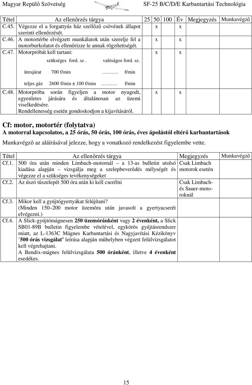 Motorpróba során figyeljen a motor nyugodt, egyenletes járására és általánosan az üzemi viselkedésére. Rendellenesség gondoskodjon a kijavításáról.