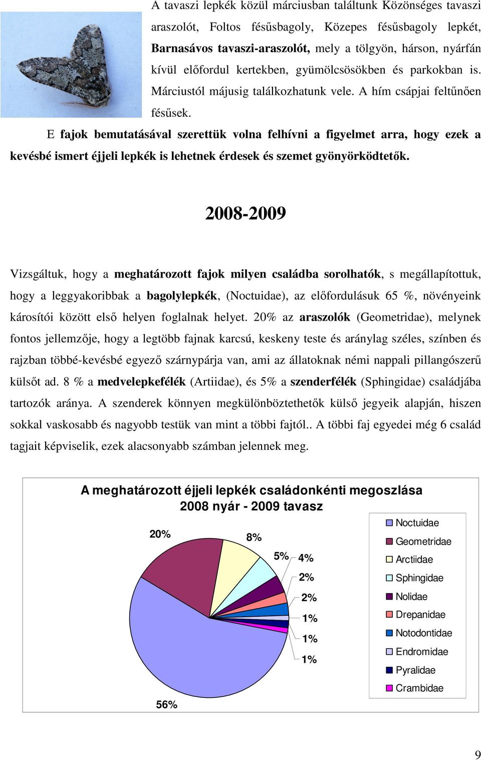 E fajok bemutatásával szerettük volna felhívni a figyelmet arra, hogy ezek a kevésbé ismert éjjeli lepkék is lehetnek érdesek és szemet gyönyörködtetık.
