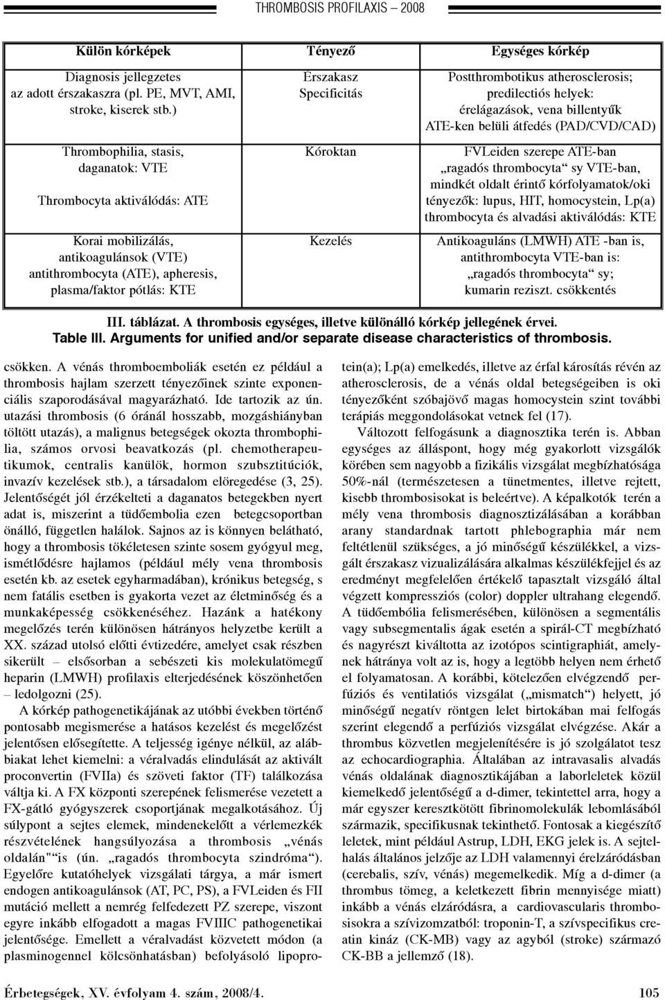 Kóroktan Kezelés Postthrombotikus atherosclerosis; predilectiós helyek: érelágazások, vena billentyûk ATE-ken belüli átfedés (PAD/CVD/CAD) FVLeiden szerepe ATE-ban ragadós thrombocyta sy VTE-ban,