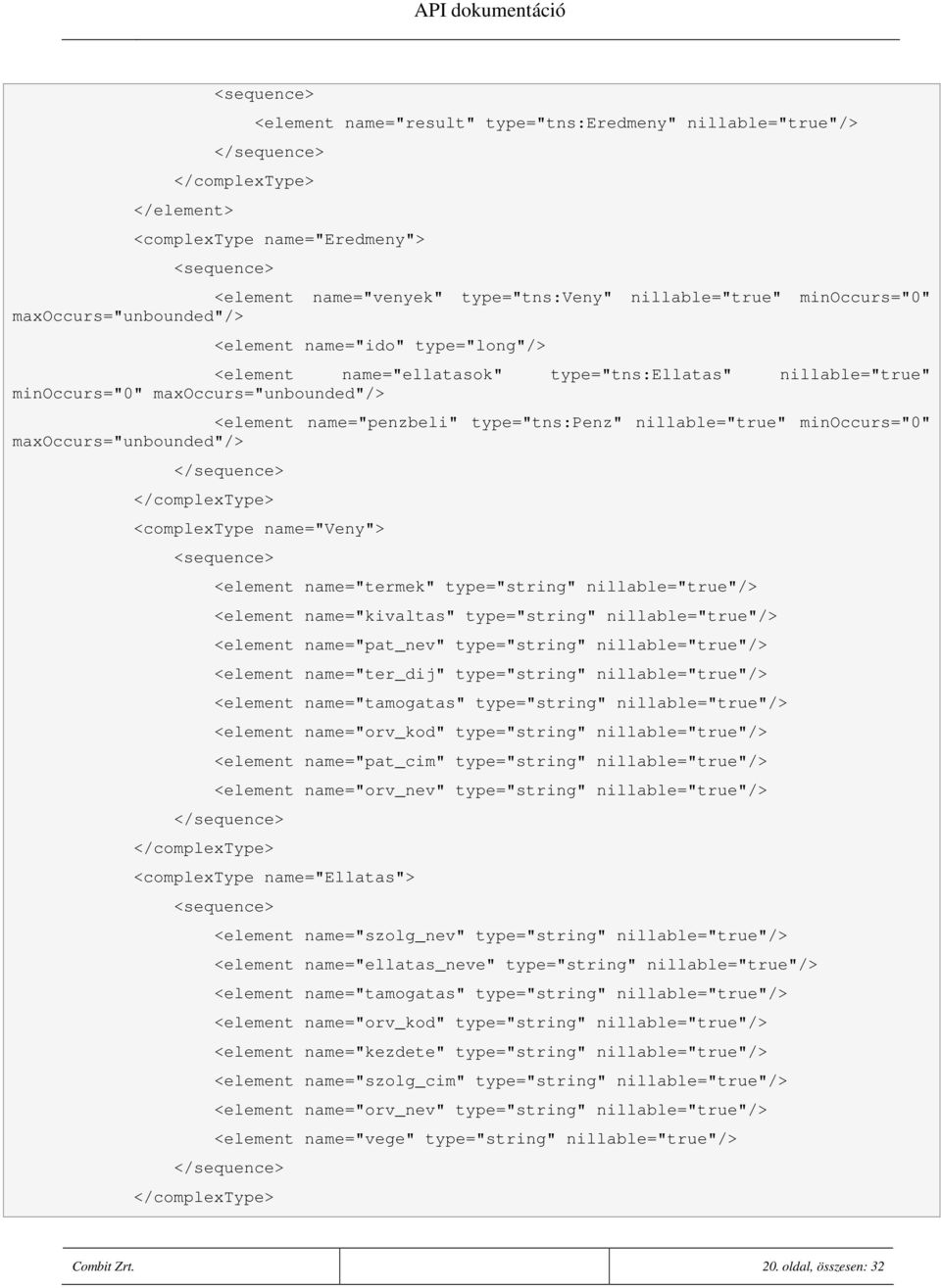 minoccurs="0" maxoccurs="unbounded"/> <complextype name="veny"> <element name="termek" type="string" nillable="true"/> <element name="kivaltas" type="string" nillable="true"/> <element name="pat_nev"