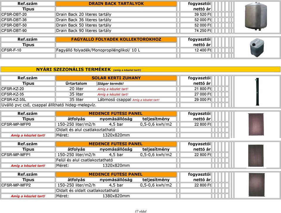 ) SOLAR KERTI ZUHANY Űrtartalom Sláger termék! CFSR-KZ-20 20 liter Amíg a készlet tart! 21 800 Ft CFSR-KZ-35 35 liter Amíg a készlet tart!
