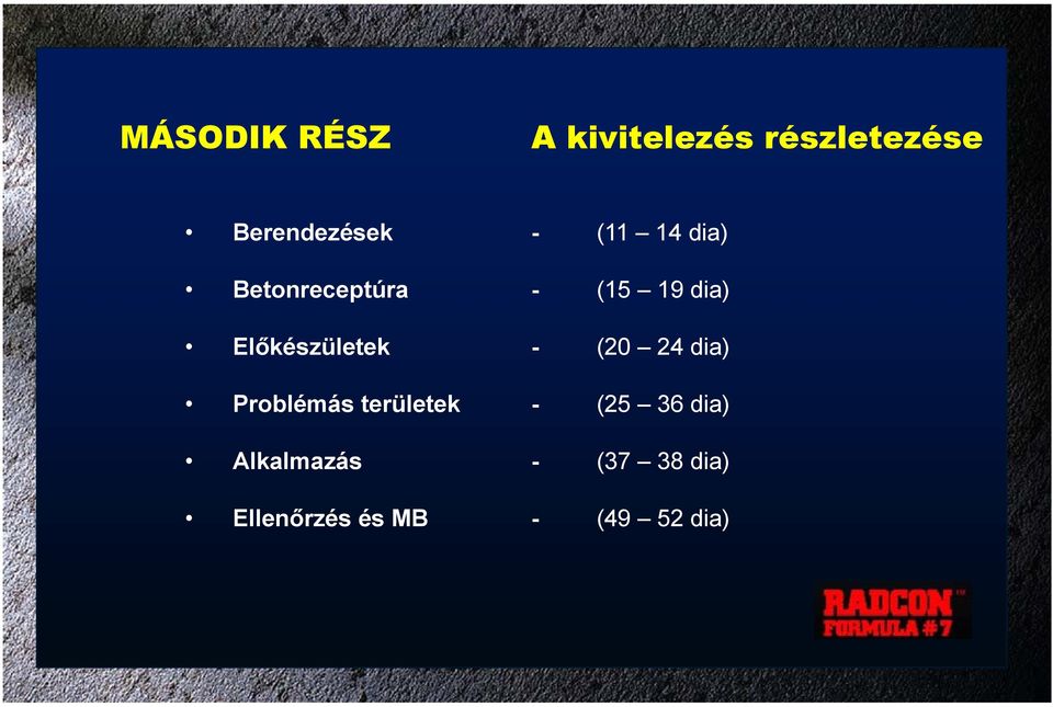 Előkészületek - (20 24 dia) Problémás területek -