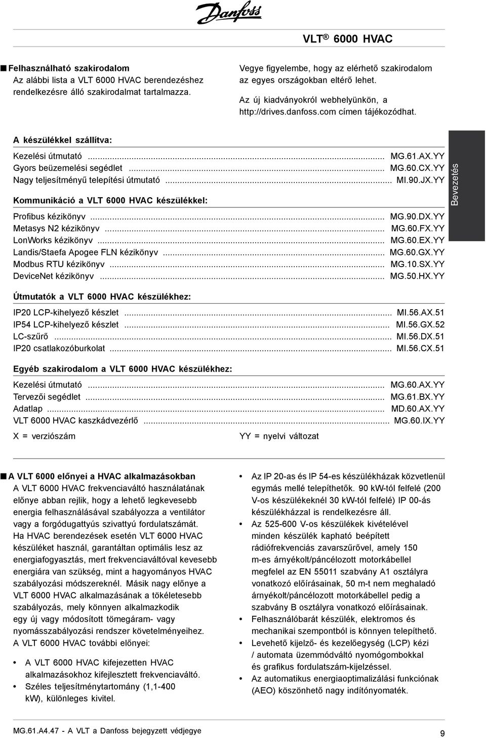 VLT 6000 HVAC. Tartalom - PDF Free Download