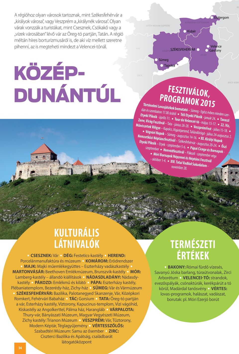 KözépDunántúl. kulturális látnivalók. természeti értékek. Fesztiválok - PDF  Ingyenes letöltés