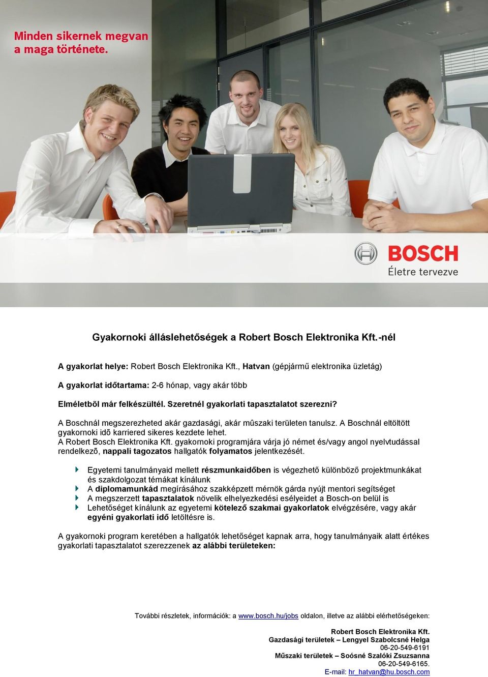 Gyakornoki álláslehetőségek a Robert Bosch Elektronika Kft.-nél - PDF  Ingyenes letöltés