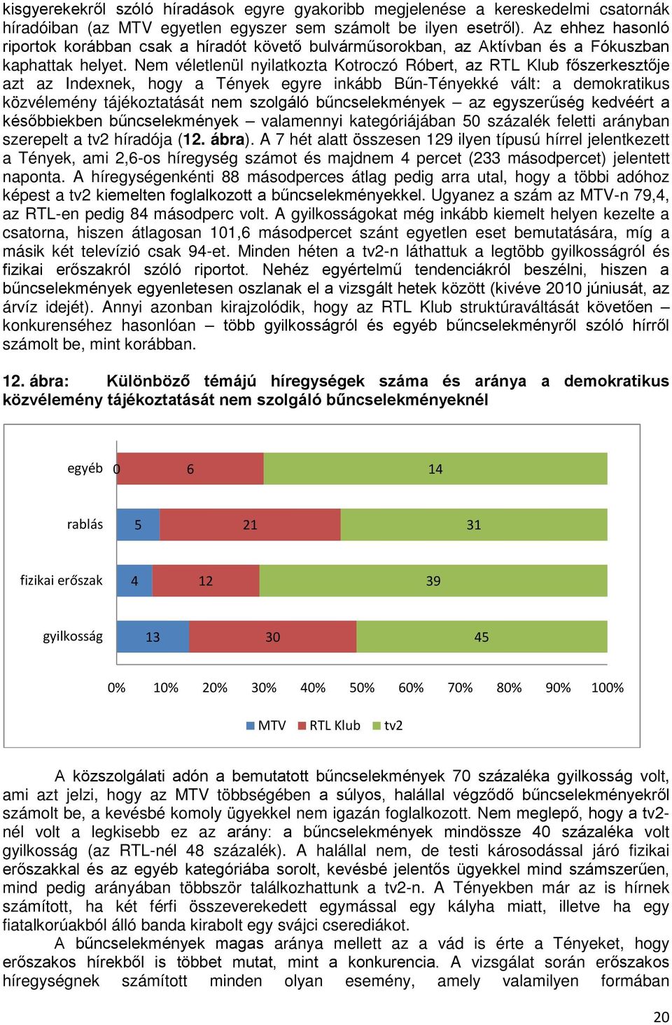 Nem véletlenül nyilatkozta Kotroczó Róbert, az RTL Klub főszerkesztője azt az Indexnek, hogy a Tények egyre inkább Bűn-Tényekké vált: a demokratikus közvélemény tájékoztatását nem szolgáló