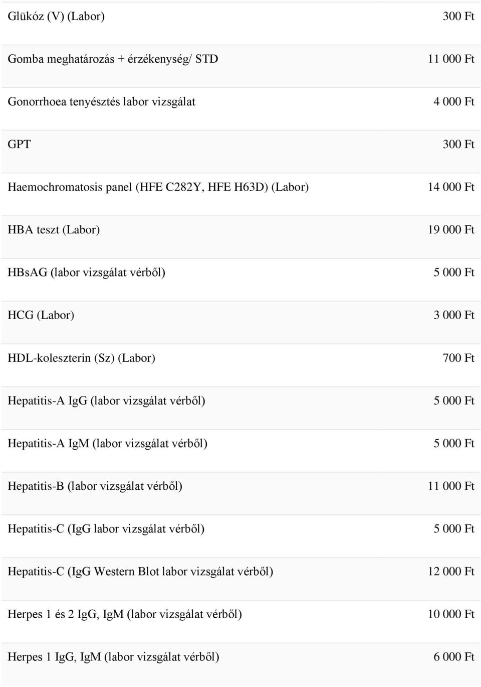 vizsgálat vérből) Hepatitis-A IgM (labor vizsgálat vérből) Hepatitis-B (labor vizsgálat vérből) 11 000 Ft Hepatitis-C (IgG labor vizsgálat vérből)