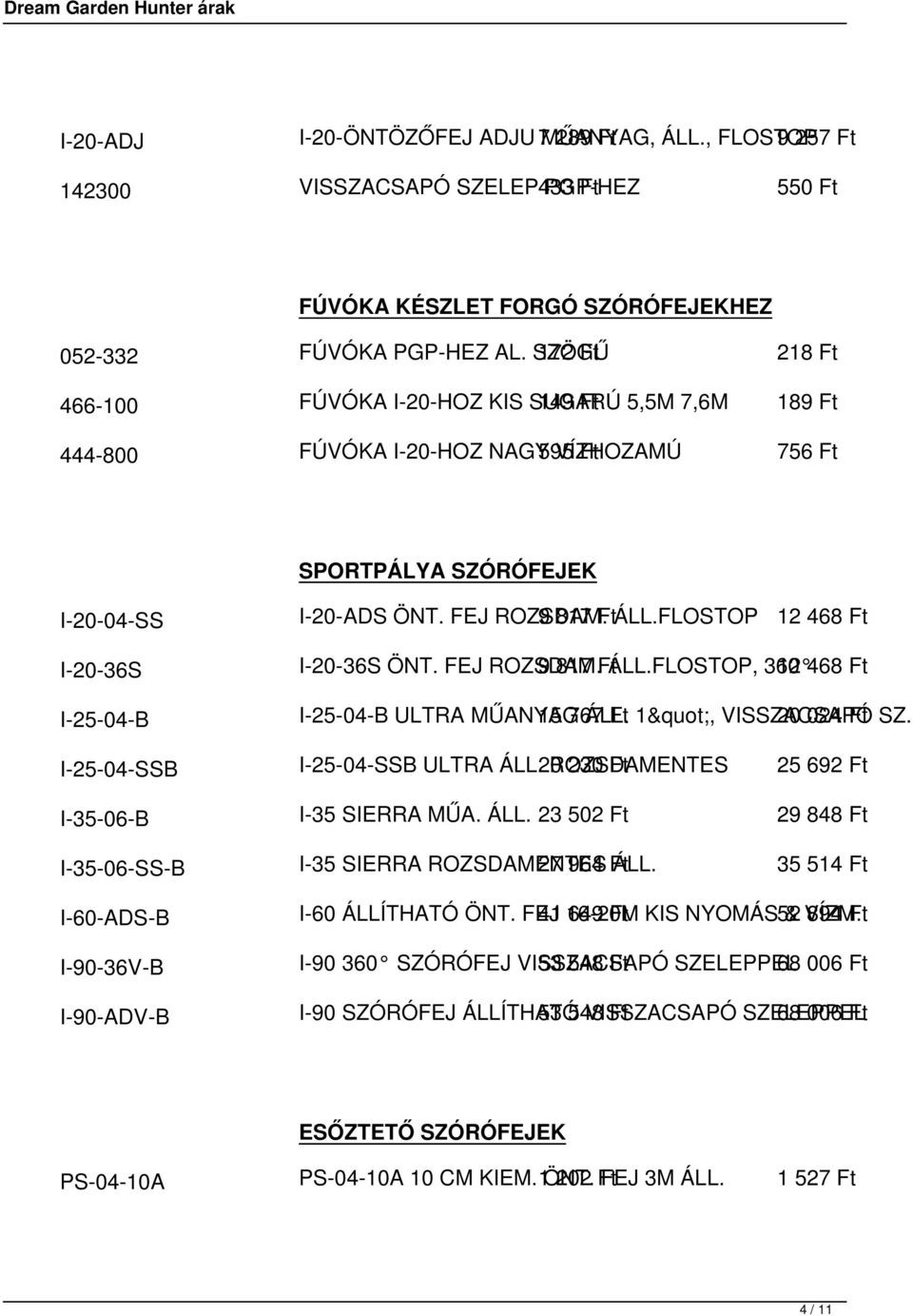 9 817 Ft ÁLL.FLOSTOP 12 468 Ft I-20-36S I-20-36S ÖNT. FEJ ROZSDAM. 9 817 Ft ÁLL.FLOSTOP, 360 12 468 Ft I-25-04-B I-25-04-B ULTRA MŰANYAG 15 767 ÁLL. Ft 1", VISSZACSAPÓ 20 024 Ft SZ.