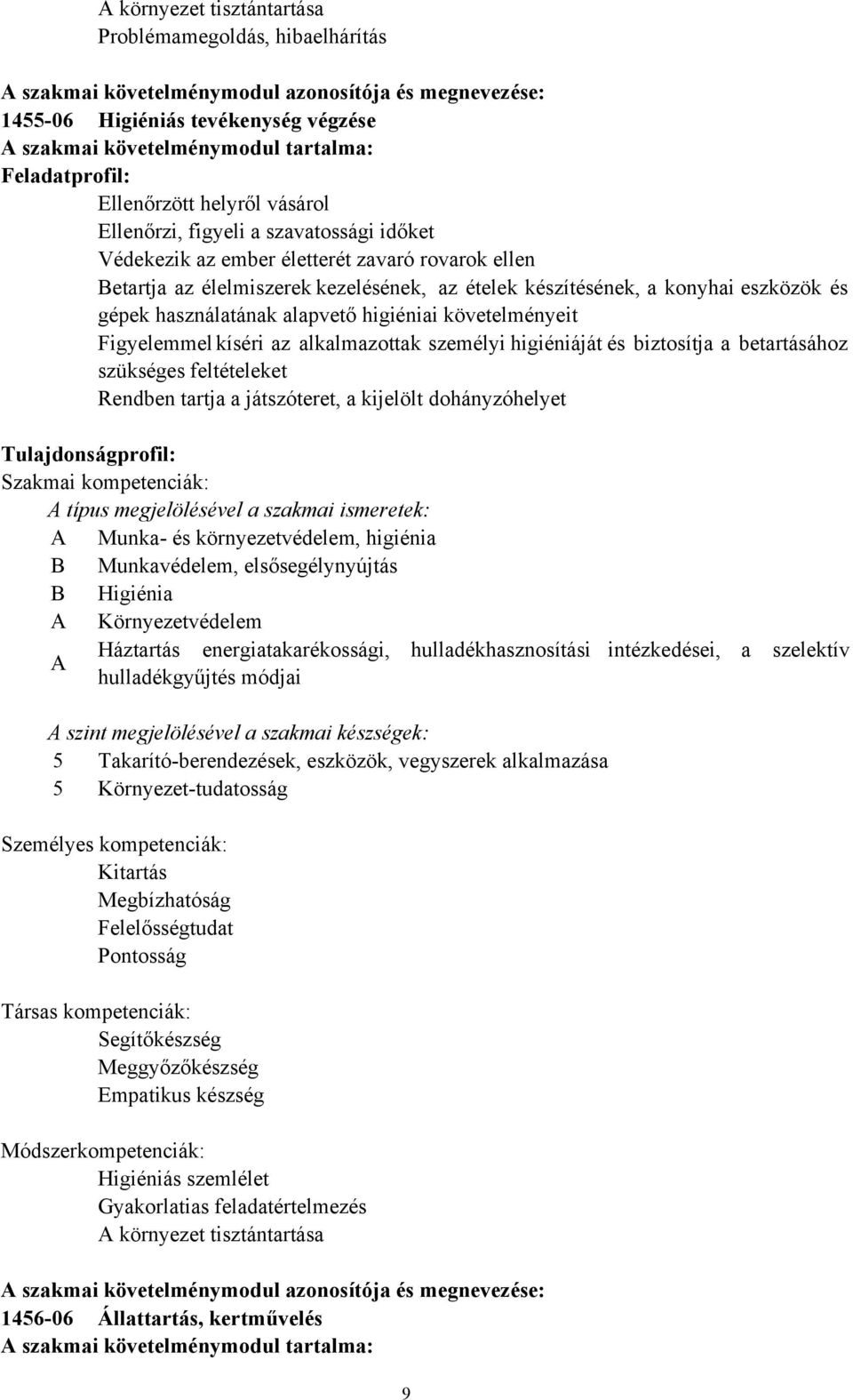 konyhai eszközök és gépek használatának alapvető higiéniai követelményeit Figyelemmel kíséri az alkalmazottak személyi higiéniáját és biztosítja a betartásához szükséges feltételeket Rendben tartja a