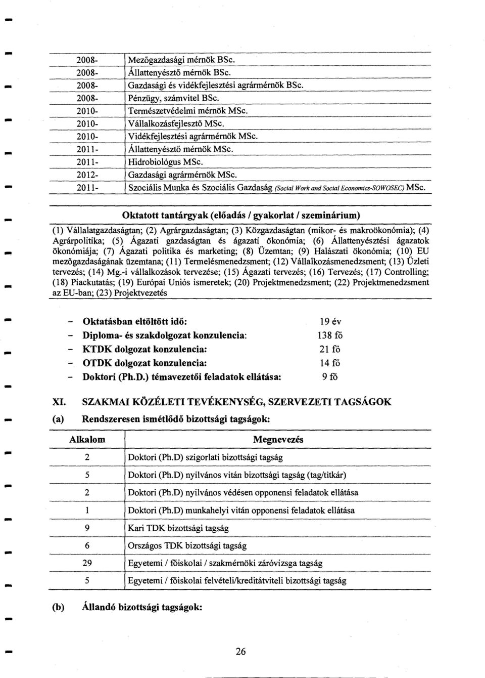 2011 Szociális Munka és Szociális Gazdaság (Social Work and Social EconomicsSOWOSEC) MSC.
