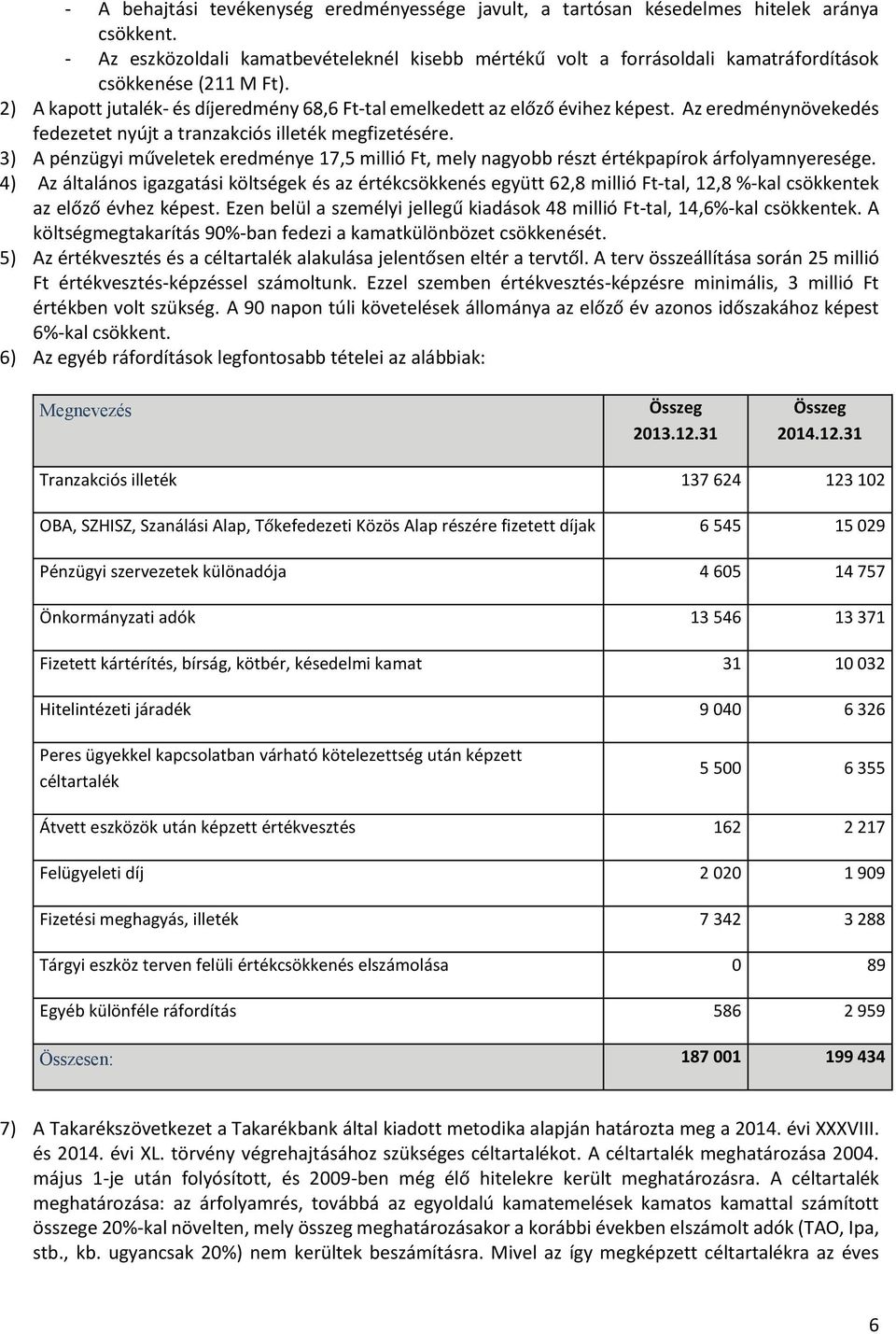Az eredménynövekedés fedezetet nyújt a tranzakciós illeték megfizetésére. 3) A pénzügyi műveletek eredménye 17,5 millió Ft, mely nagyobb részt értékpapírok árfolyamnyeresége.