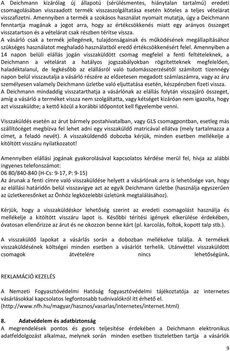 A Deichmann Cipőkereskedelmi Kft-től történő elektronikus vásárlás  általános szerződési - PDF Ingyenes letöltés