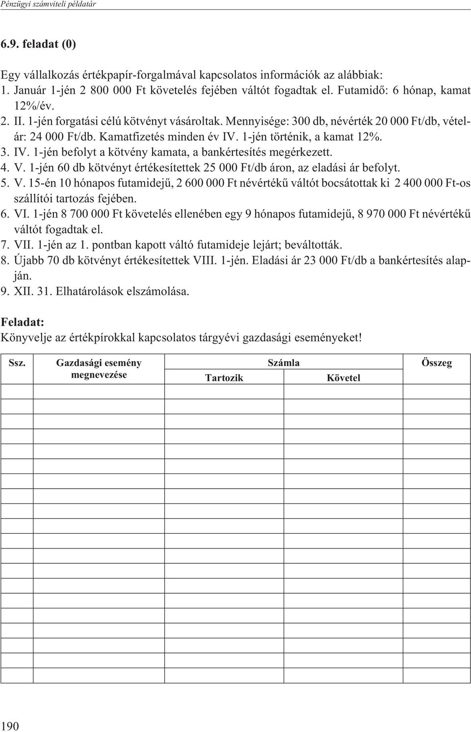 1-jén történik, a kamat 12%. 3. IV. 1-jén befolyt a kötvény kamata, a bankértesítés megérkezett. 4. V.