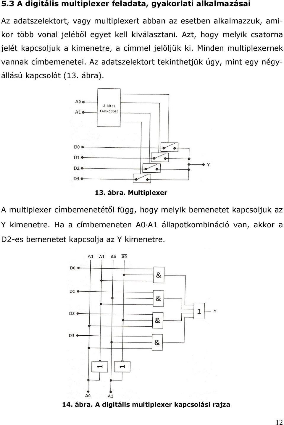 Az adatszelektort tekinthetjük úgy, mint egy négyállású kapcsolót (13. ábra)